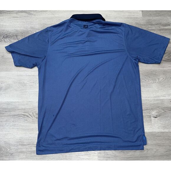 FJ Footjoy Mens Golf Polo Shirt Blue/Black Checkered L Great River Golf Club - Picture 7 of 7